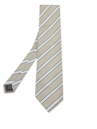 Gianfranco Ferre 2024 striped silk tie - men - Linen/Flax/Silk - One Size - Neutrals