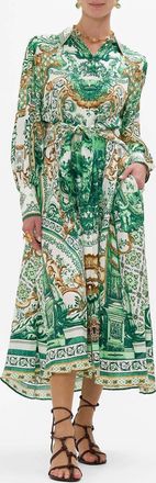 Camilla Waist Tie Shirt Dress In Corridor Of Calm