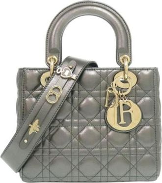Dior Pre-owned Lady Dior - Dames - Vintage Handtas - Grijs - ONE Size - Leer - Vintage