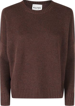 Kujten Romelie Espresso Crewneck Cashmere Sweater
