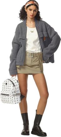 MCM Stark Side Studs Backpack in Visetos in White at Nordstrom