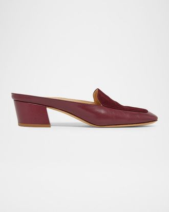 Gabriela Hearst Alena Mixed Leather Block-Heel Mules