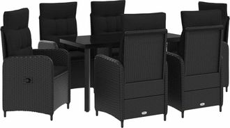 vidaXL Conjunto De Comedor De Jard&iacute;n 7 Uds. Negro Rat&aacute;n Sint&eacute;tico Vidaxl