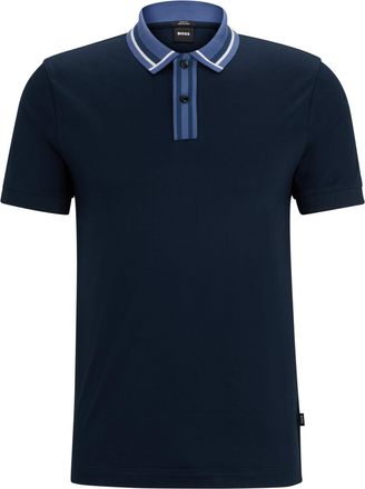 HUGO BOSS Mens Phillipson 36 Polo Shirt Dark Blue Cotton - Size X-Large