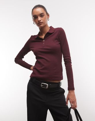 Ralph Lauren polo con colletto bordeaux scuro-Rosso