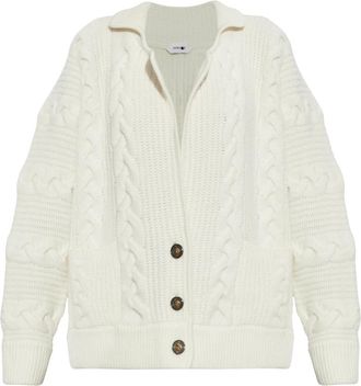 Versace Wol Cardigan Met Zakken - Dames - Vesten - Wit - XS - Wol - Truien & Vesten