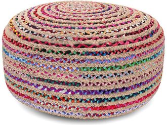 Simpli Home Margo Boho Contemporary Round Large Pouf