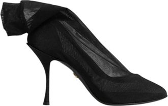 Dolce & Gabbana Zwarte Zijden Stretch Mesh Soklaarzen - Dames - Pumps - Zwart - 36 1/2 EU - Nylon - Schoenen