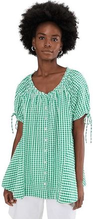 Free People Farley Gingham Tunic Womens Clothing Green Combo : LG (Womens 12-14), Cotton