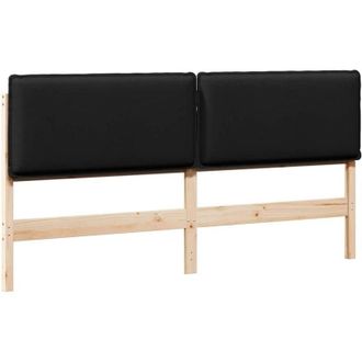 vidaXL Upholstered Headboard Natural and Black 200 cm Solid Pine Wood vidaXL