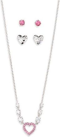 Nadri Valentines Day Capsule 3-Piece Stud Earrings & Necklace Set in Rhodium at Nordstrom Rack