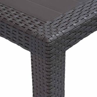 Berkfield Home Garden Table Brown 220x90x72 cm Plastic Rattan Look in Dark Brown | Size: 220 x 90 x 72 cm