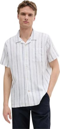 Barbour Garnock Stripe Short Sleeve Shirt - Heren - Korte mouwen Overhemden - Wit - L - Katoen - Overhemden