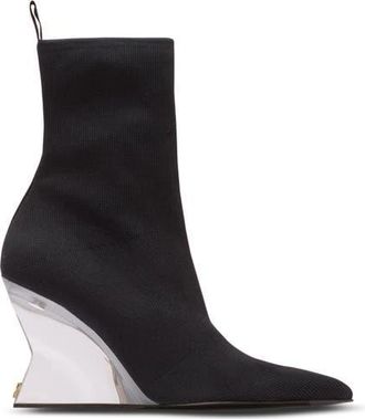Balmain Wedge knit ankle boots in Black at Nordstrom, Size 40