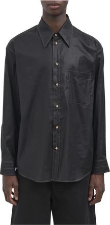 Christophe Lemaire Pocket Topstitching Shirt - Heren - Casual Overhemden - Zwart - S - Katoen - Overhemden