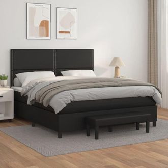 vidaXL Vidaxl - Cama Box Spring Con Colch&oacute;n Cuero Sint&eacute;tico Negro 180x200 Cm