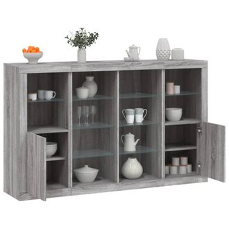 Berkfield Home Sideboards with LED Lights 3 pcs Grey Sonoma Engineered Wood