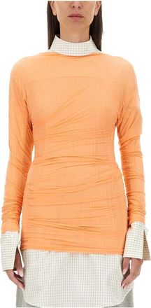 Dries Van Noten Long Sleeve Top - Dames - Longsleeves - Oranje - M - Tops