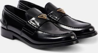 Prada Logo brushed leather loafers
