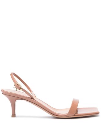 Gianvito Rossi Ribbon 65mm leather sandals - women - Calf Leather/Calf Leather/Calf Leather - 38.5 - Neutrals