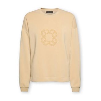 Elena Miro Sweatshirt met monogramborduurwerk - Dames - Sweatshirts - Beige - 3XL - Polyester - Hoodies & sweatvesten