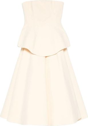 Solace London Ada Strapless Peplum Midi Dress