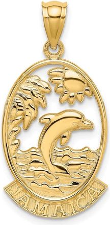 Diamond2Deal 14k Yellow Gold JAMAICA Dolphin Sunset Scene Charm