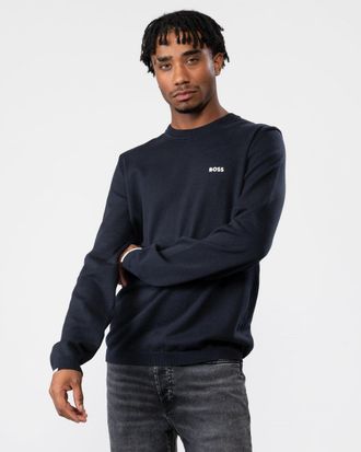 HUGO BOSS Green Ever-X Crew Neck Mens Jumper - Blue - Size X-Large