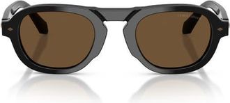 A|X Armani Exchange 49mm Pillow Sunglasses in Black /Dark Brown at Nordstrom