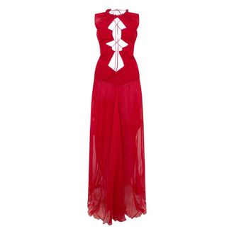 Alberta Ferretti Long dress with neckline - female - Alberta Ferretti - Gowns - Red - S - Dresses