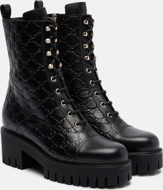 Gucci GG leather lace-up boots
