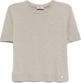 Herno T-shirt in Glam Knit Effect - Dames - Ronde hals truien - Beige - XL - Katoen - Truien & Vesten