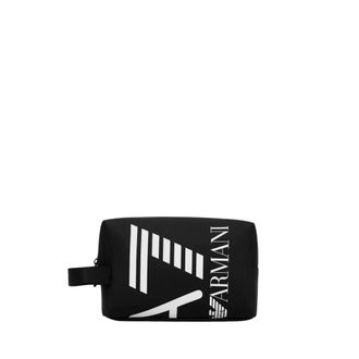 Emporio Armani Toilettas met oversized logo - unisex - Tassen - Zwart - Maat: ONE Size Poliester