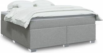 vidaXL Vidaxl - Cama Box Spring Con Colch&oacute;n Tela Gris Claro 180x200 Cm