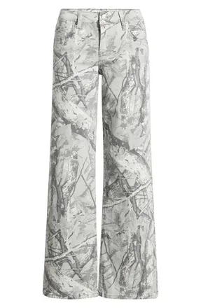 YMI Britney Camo Low Rise Wide Leg Jeans in Grey Camo at Nordstrom, Size 11