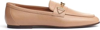Tod's Beige Loafer Schoenen met T-Ring Gesp - Dames - Loafers - Beige - 38 1/2 EU - Leer - Schoenen