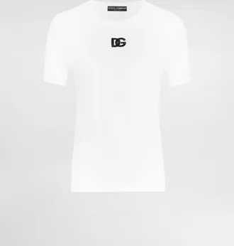 Dolce & Gabbana Jersey T-shirt With Dg Logo Embroidery - Woman T-shirts And Sweatshirts White 36