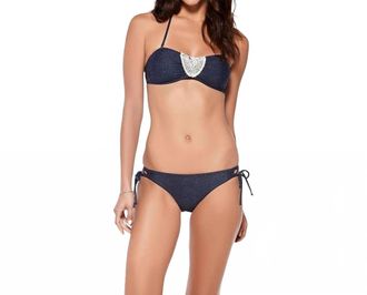 L*Space Gypsy Bandeau Bikini Top In Antique Denim
