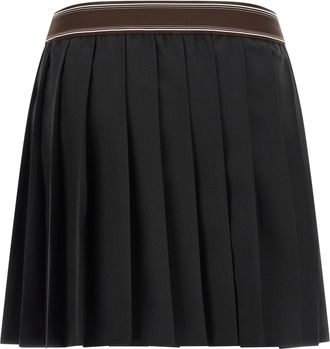 Versace Pleated Wool and Mohair Skirt - Black