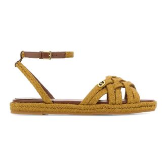 Valentino Garavani Flat Sandals, female, Beige, Size: 11 US Raffia Sandals