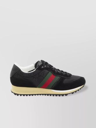 Gucci leather and fabric low-top sneakers