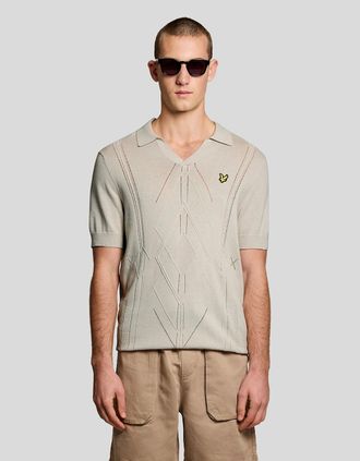 Lyle & Scott Lyle And Scott Mens Open Collar Argyle Knitted Polo Shirt - Tan - Size: 34