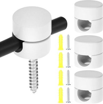 No Brand Juego De 4 Soportes De Pared Y Techo Para Cables Textiles (&oslash;16 Mm) - Blanco - Incluye Material De Montaje