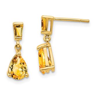 Diamond2Deal 14k Yellow Gold Citrine Dangle Earrings