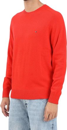 Tommy Hilfiger Crewneck Pullover with Raglan Sleeves in Vibrant Red