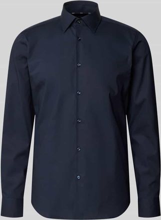 HUGO BOSS Slim Fit Businesshemd aus Popeline mit Stretch-Anteil in Marine, Größe 39