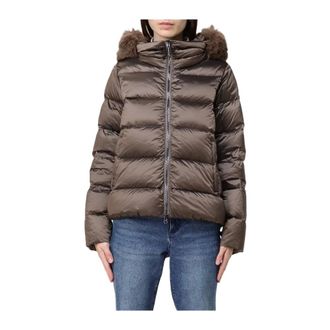 Colmar Jassen, Dames, Bruin, M, Turtle Neck Down Jacket met Imitatiebont