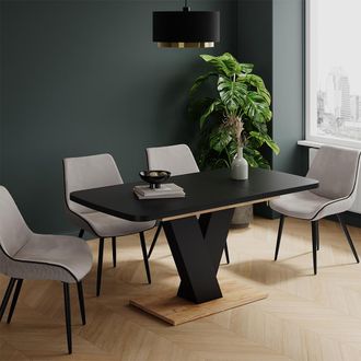 Vicco Mesa De Comedor Fenaro, Negro/roble, 120 X 80 Cm Extensible, Vicco