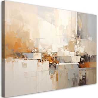 Feeby Cuadro Sobre Lienzo, Abstracci&oacute;n Moderna En Beige, 120x80