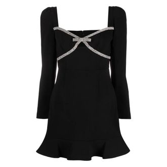 Self Portrait Short Dresses, female, Black, 3XS, Diamante Bow Mini Dress